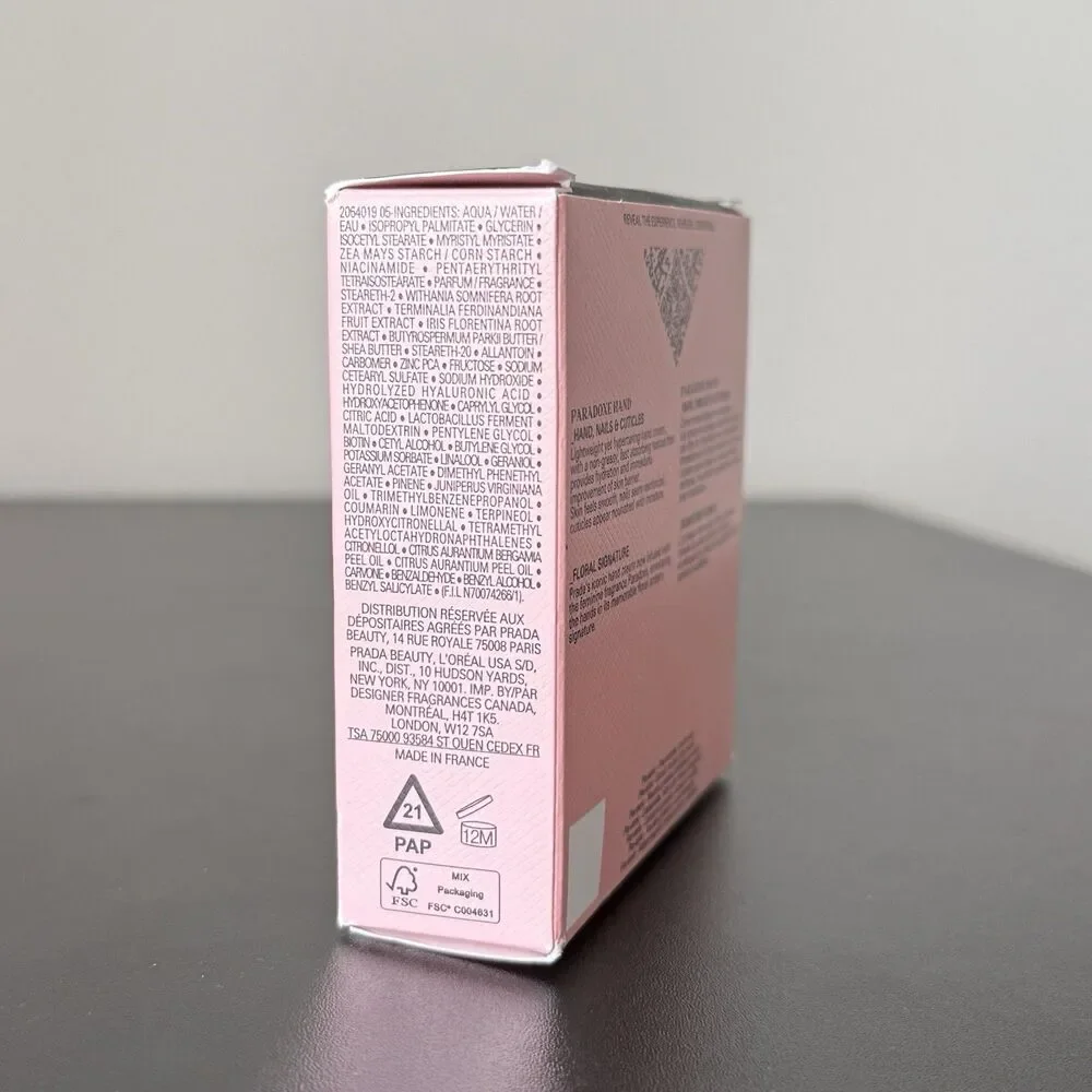 PRADA Paradoxe Hand Cream Lotion NIB Pink Triangle Bottle Floral Fragrance 1.6oz
